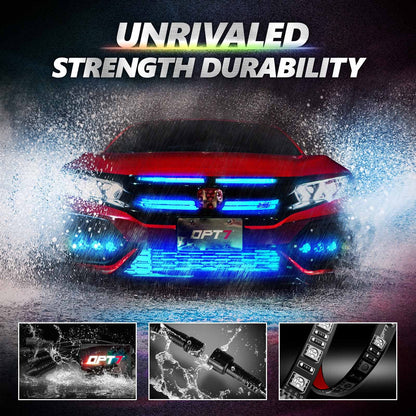 AURA PRO LED Grille Lighting Kit ( 4 x 12-Inch or 4 x 24-Inch) Bluetooth Enabled App - Full Color Spectrum