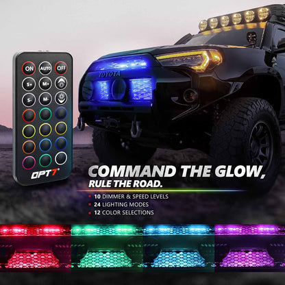 AURA PRO Exterior Pack Bundle (Grille LED Kit + Underglow LED Kit + Photon RGB Rock Light Kit) - Bluetooth  APP and Remote Controlled