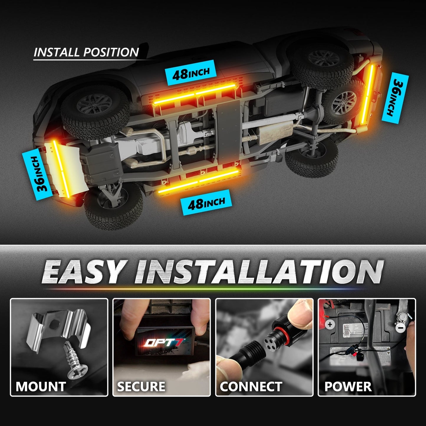 AURA PRO LED Lighting Kit for Truck Bundle (Quantum LED Rocklight + Underglow LED Kit + Sidekick LED Kit ) - Bluetooth APP and Remote Controlled