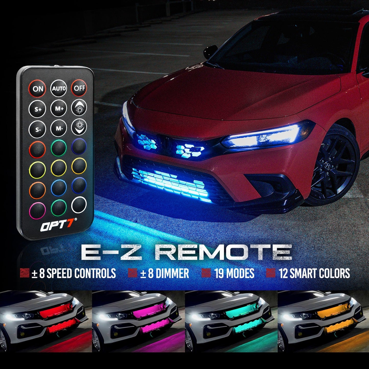 AURA LED Grille Lighting Kit Remote Control - Full Color Spectrum