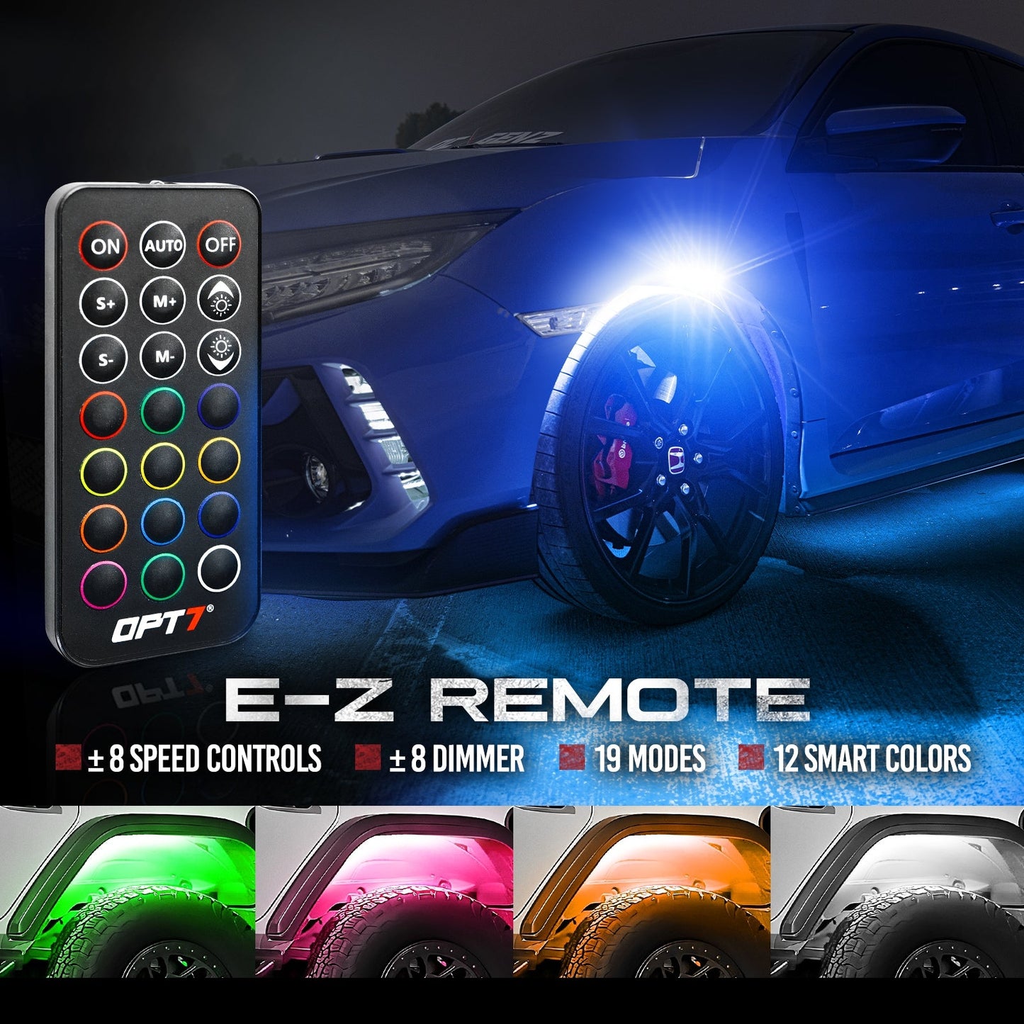 AURA Exterior Pack Bundle ( Wheel Well LED Kit + Grille LED Kit + Underglow LED Kit ) - Remote Control