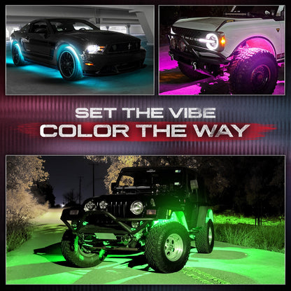 AURA PRO Exterior Pack Bundle (Grille LED Kit + Wheel Well Kit + DreamColor Underglow LED Kit) - Bluetooth  APP and Remote Controlled