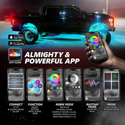 AURA PRO LED Lighting Kit for Truck Bundle (Quantum LED Rocklight + Underglow LED Kit + Sidekick LED Kit ) - Bluetooth APP and Remote Controlled
