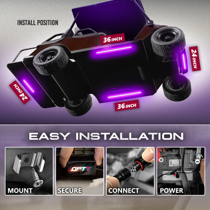 AURA PRO Golf Cart Flexible Underbody Glow LED Lighting Strip Kit - Bluetooth Enabled APP - Full Color Spectrum