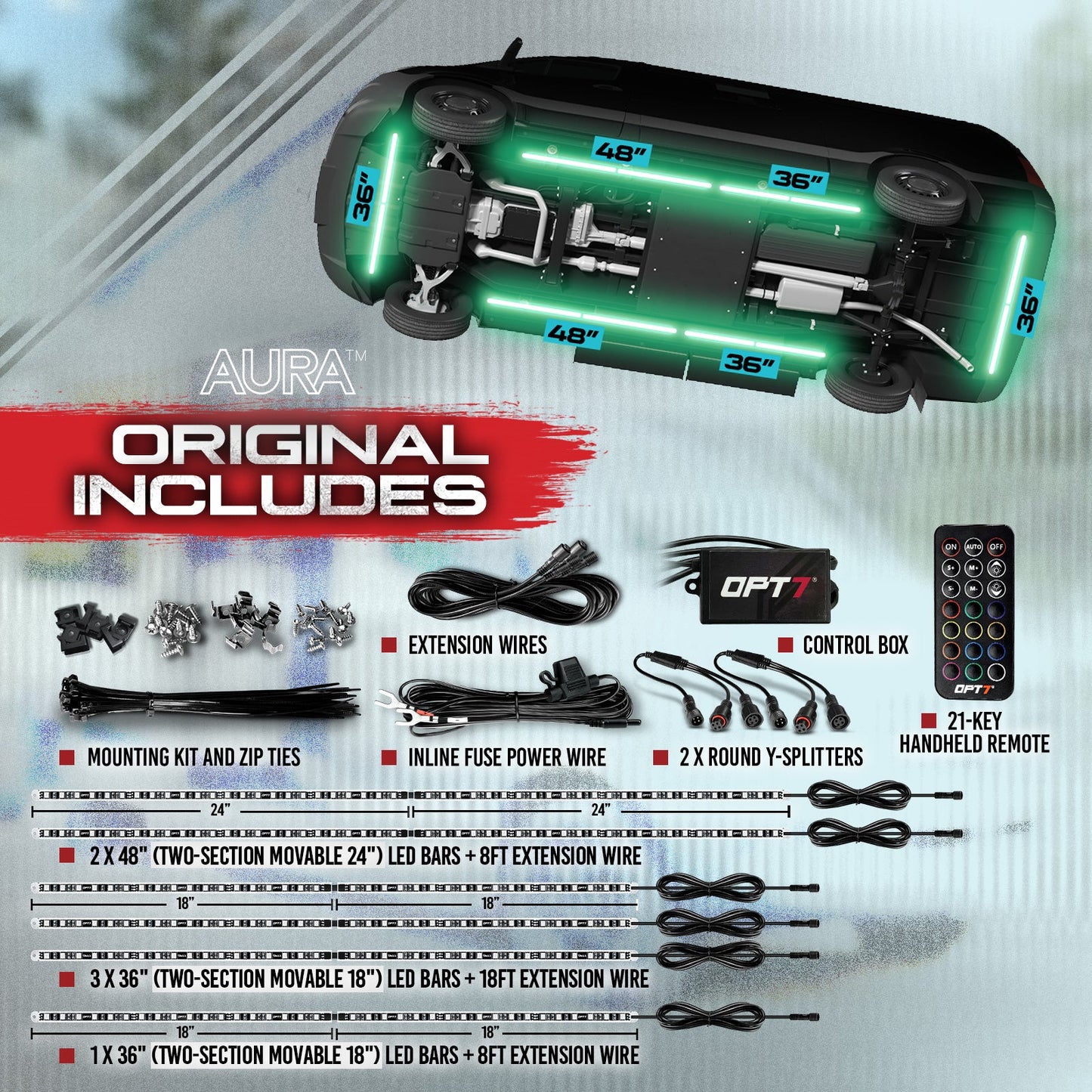 AURA Class B & B+ RV Camper Exterior LED Aluminum Underglow Lighting Kit - Wireless Remote Control Full Color Spectrum