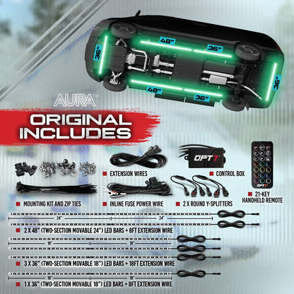 AURA Class B & B+ RV Camper Exterior LED Aluminum Underglow Lighting Kit - Wireless Remote Control Full Color Spectrum