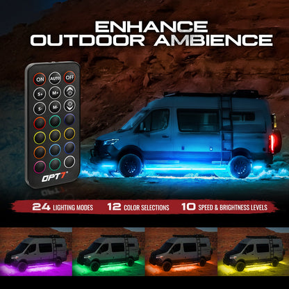 AURA Class B & B+ RV Camper LED Aluminum Underglow Lighting Kit - Wireless Remote Control Full Color Spectrum