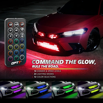 AURA PRO LED Grille Lighting Kit ( 4 x 12-Inch or 4 x 24-Inch) Bluetooth Enabled App - Full Color Spectrum
