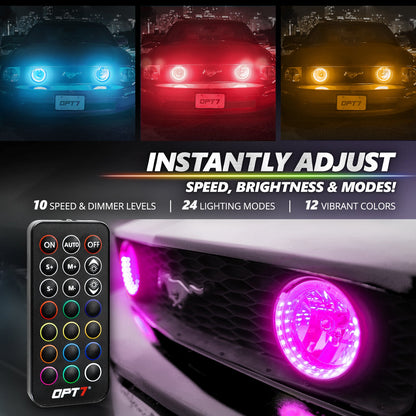 AURA 5th gen (S197) Mustang Bundle: RGB Halo O rings + Grille + Interior w- Bluetooth  APP and Remote Controlled
