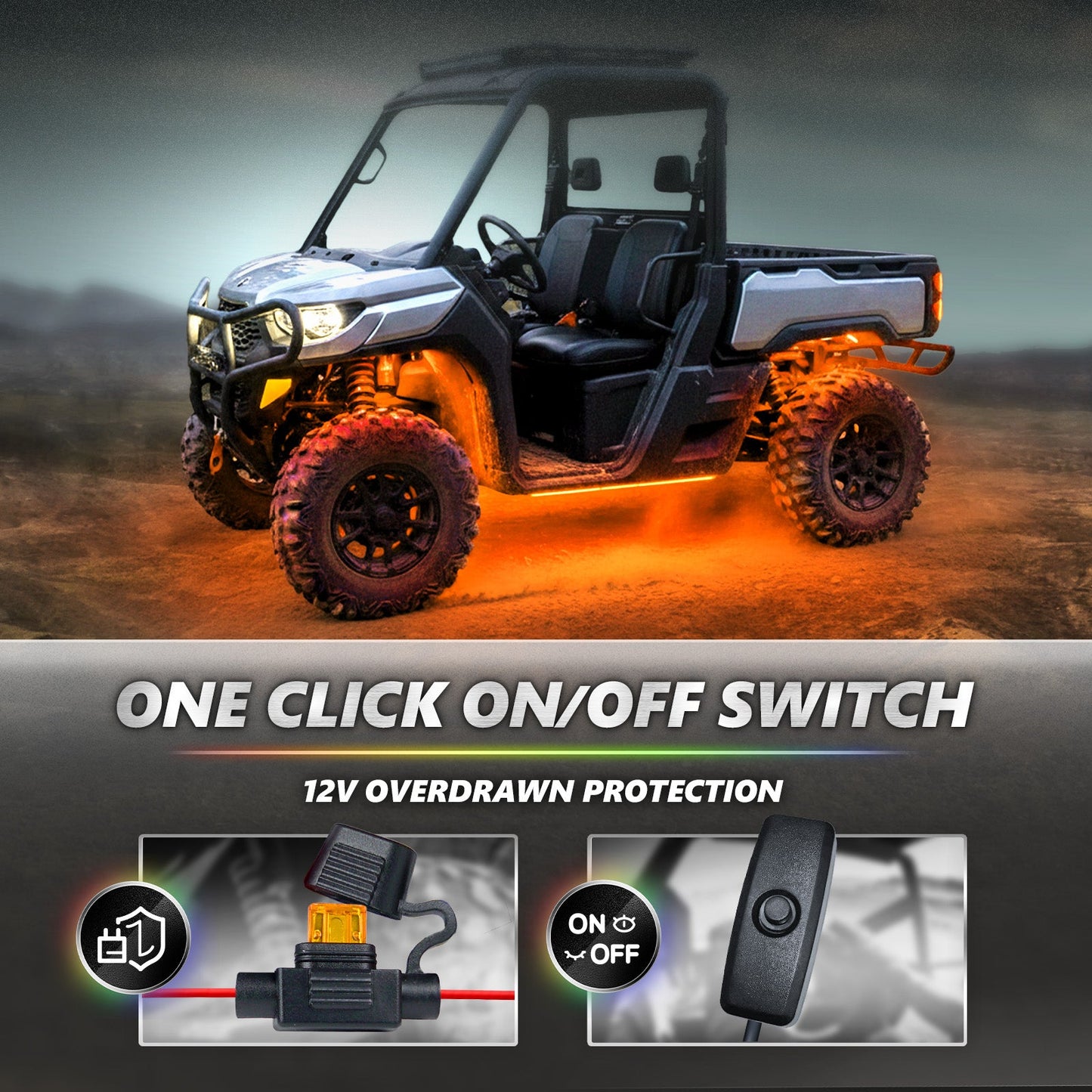 AURA PRO ATV-UTV Underbody Glow LED Lighting Kit - Bluetooth Enabled APP - Full Color Spectrum