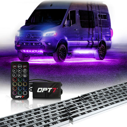 AURA Class B & B+ RV Camper Exterior LED Aluminum Underglow Lighting Kit - Wireless Remote Control Full Color Spectrum