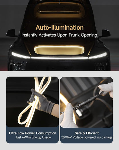 Tesla Model Y Juniper Frunk LED Light Strip 2025 | Ambient Warm Lighting Kit for Model Y Accessories 2020-2026 | Interior Upgrade for Front Trunk