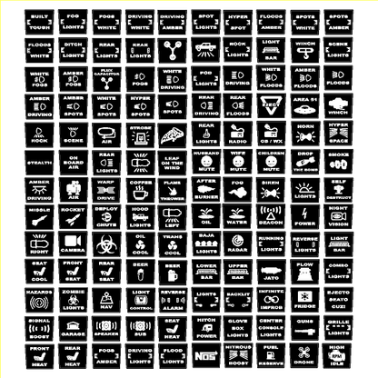 Printed Series Auxiliary Switch Labels (Upfitter) - 2017-2020 F-150 Raptor, 2017-2022 F-250 / F-350 Super Duty / 2024+ Grenadier
