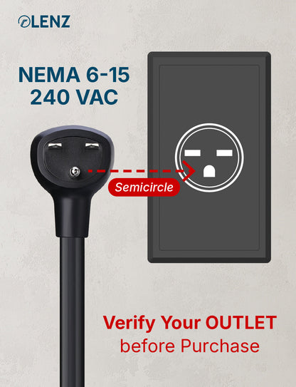NEMA 6-15 Adapter Compatible with Tesla Gen 2 and Gen 3 Mobile Chargers Extended 14" Length