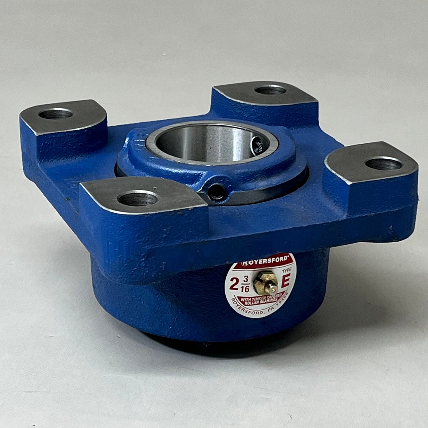 ROYERSFORD Type E Bearing 2 3/16 Square Flange 4-Bolt Tapered Rollers 20-05-0203
