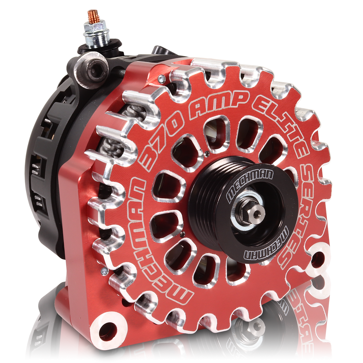 Mechman 370 Amp RVC Bypass High Output Alternator 2014+ Chevrolet GMC Cadillac - Red Billet