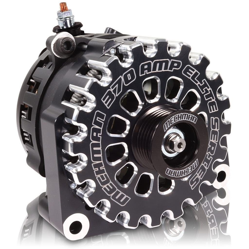 Mechman 370 Amp Billet Large Case Alternator 2001-2007 GM HD Truck 6.6L Duramax - Black