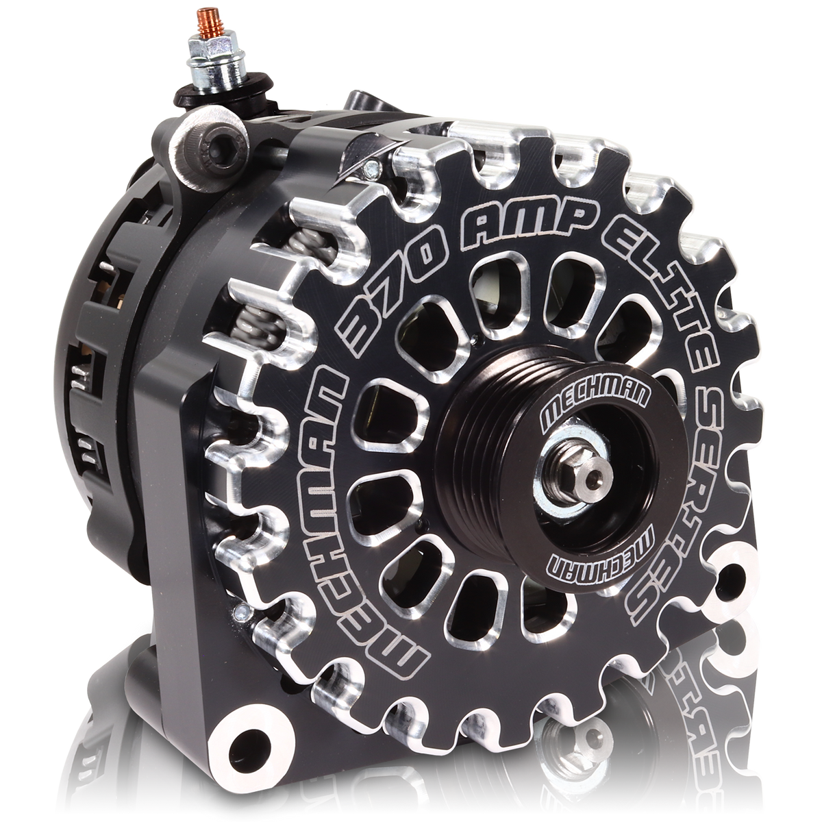 Mechman 370 Amp RVC Bypass High Output Alternator 2014+ Chevrolet GMC Cadillac - Black Billet