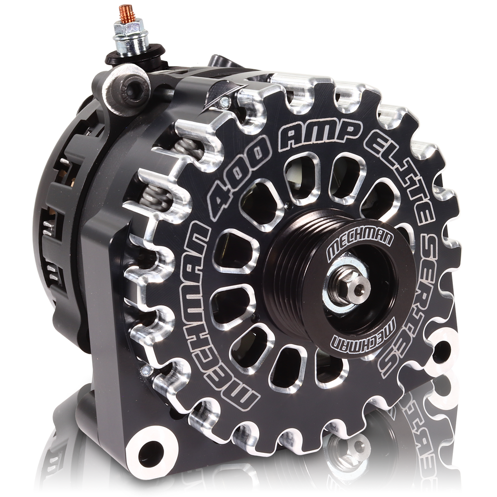 Mechman 400 Amp Billet Large Case Alternator 2001-2007 GM HD Truck 6.6L Duramax - Black