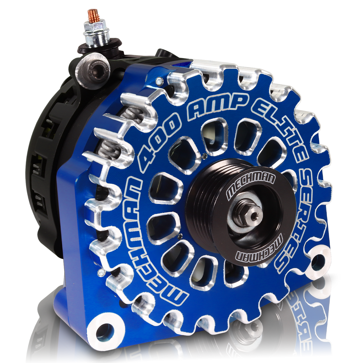 Mechman 400 Amp RVC Bypass High Output Alternator 2014+ Chevrolet GMC Cadillac - Dark Blue Billet