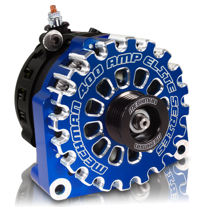 Mechman 400 Amp Billet Large Case Alternator 2001-2007 GM HD Truck 6.6L Duramax - Dark Blue