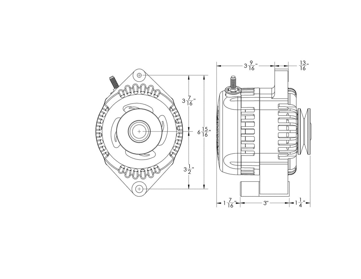 Mechman 170 Amp S Series Billet Racing Alternator 1965-1985 Ford - Black