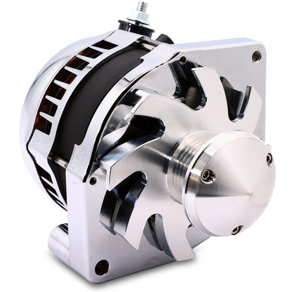 Mechman 320 Amp S Series Alternator 6.61in Bolt Pattern - Chrome with March 1.75in Pulley & Fan