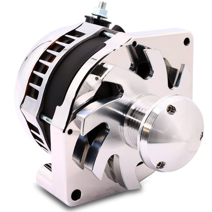 Mechman 320 Amp One Wire Alternator 12SI Bolt Pattern - Polished with March Pulley & Fan