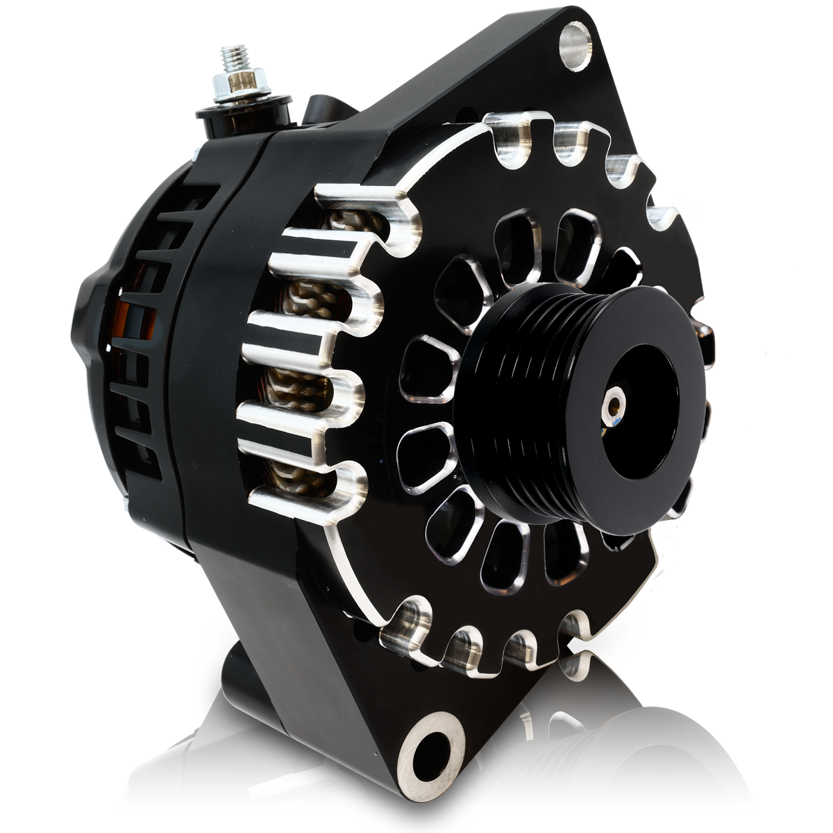 Mechman 320 Amp S Series Billet Racing Alternator 1979-2004 Ford 6/12 Ford 6S - Black
