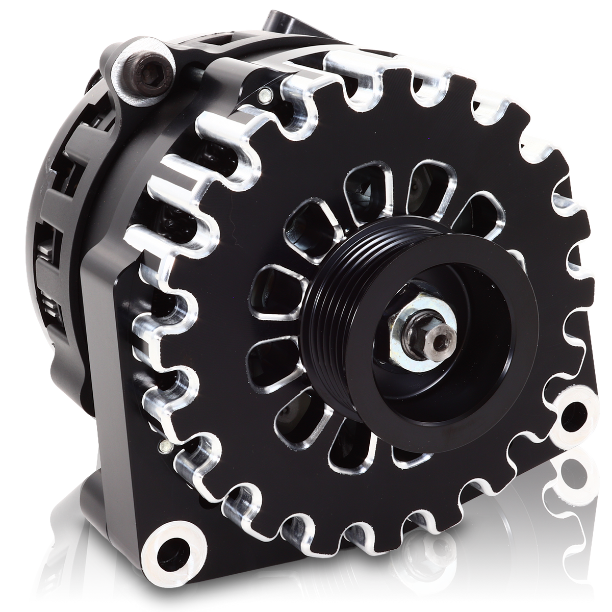 Mechman 250 Amp High Output Alternator 1996-2004 GM Truck 4.3L 4.8L 5.3L 5.7L 6L - Black Billet