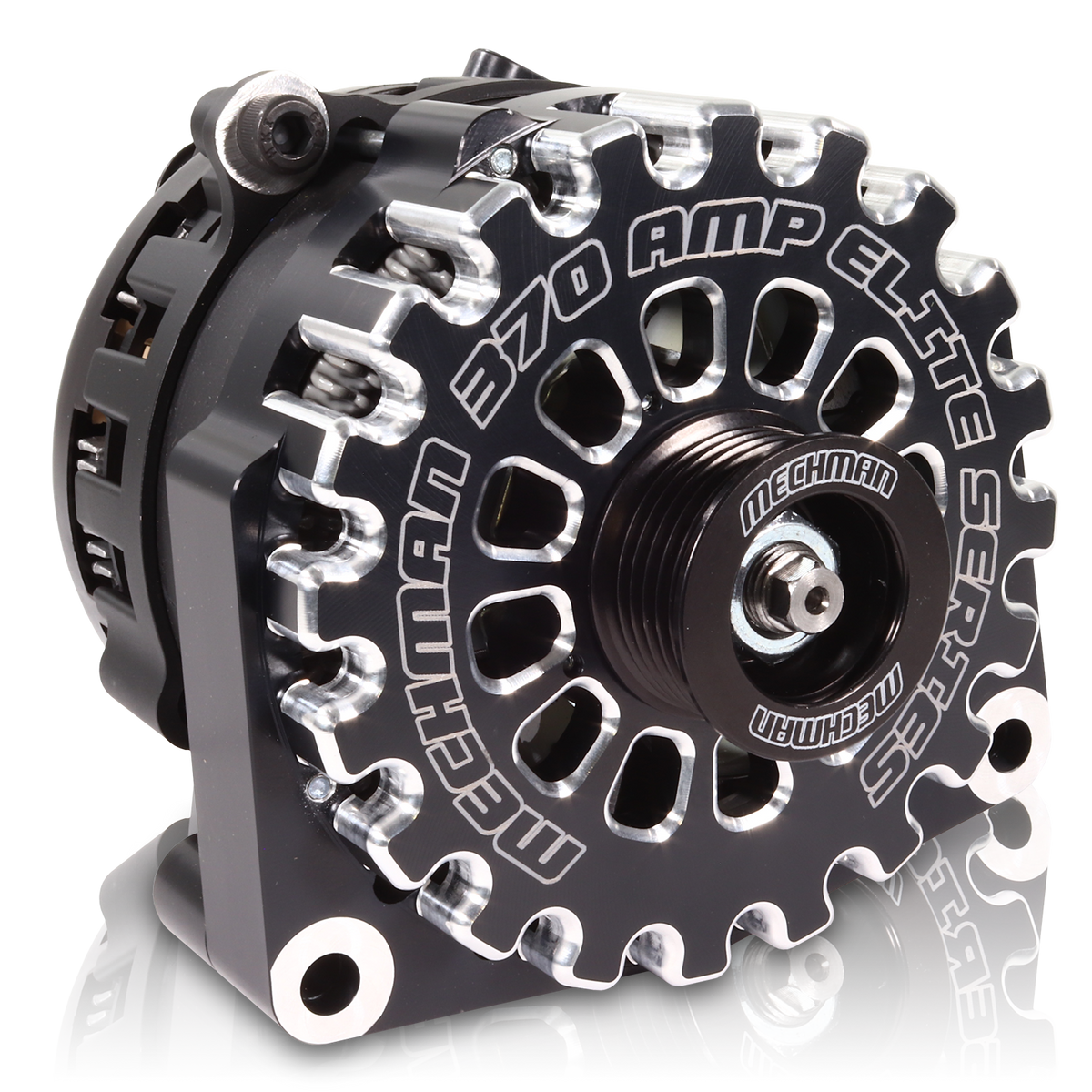 Mechman 370 Amp High Output Alternator 1996–2004 GM Truck - Black Billet