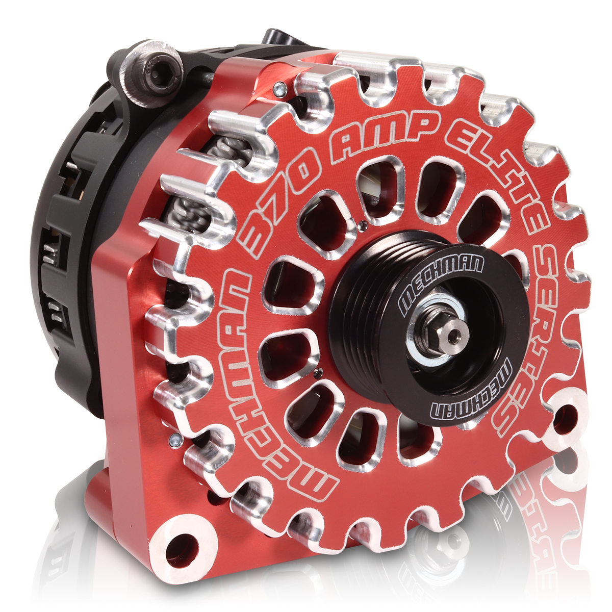 Mechman 370 Amp High Output Alternator 1996-2004 GM Truck 4.3L 4.8L 5.3L 5.7L 6L - Red Billet