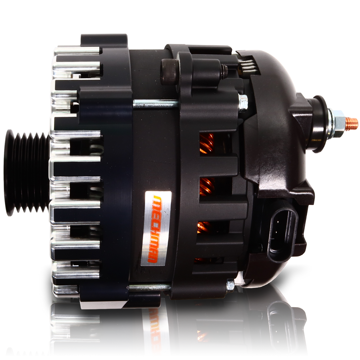 Mechman 370 Amp High Output Alternator 1996–2004 GM Truck - Black Billet