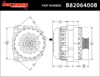 Mechman 400 Amp High Output Alternator 1996-2004 GM Truck 4.3L 4.8L 5.3L 5.7L 6L - Green Billet