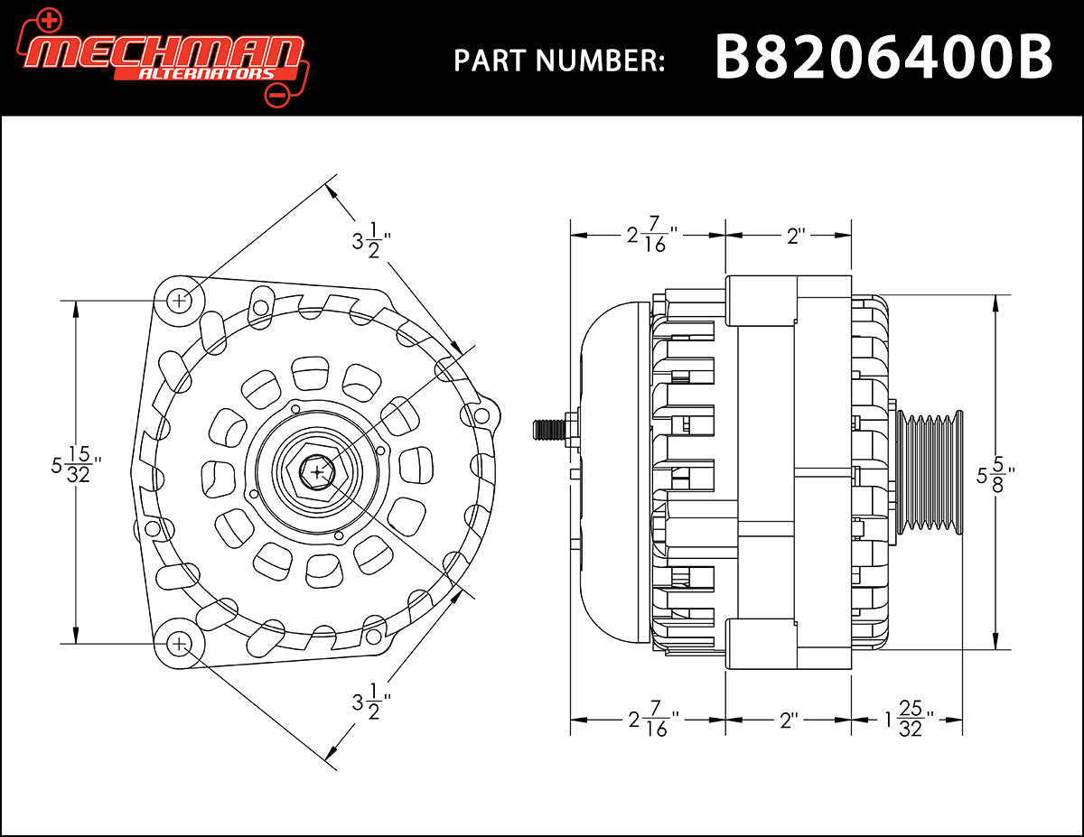 Mechman 400 Amp High Output Alternator 1996-2004 GM Truck 4.3L 4.8L 5.3L 5.7L 6L - Red Billet