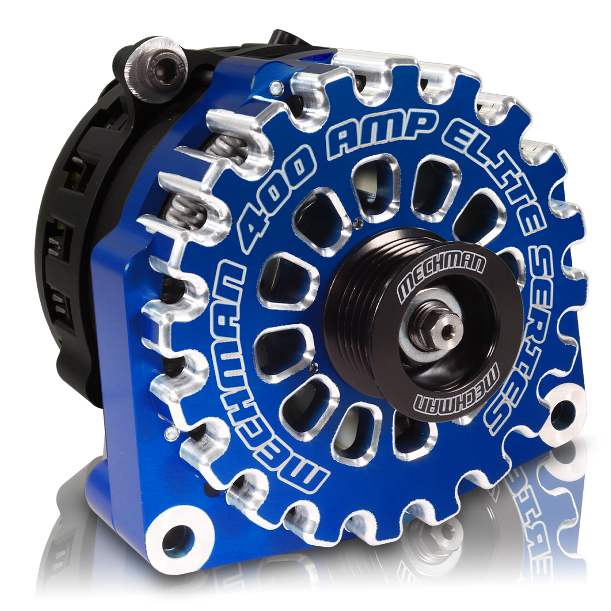 Mechman 400 Amp RVC Bypass Alternator 2005-2013 GM Truck 4.3L 4.8L 5.3L 5.7L 6L - Dark Blue Billet