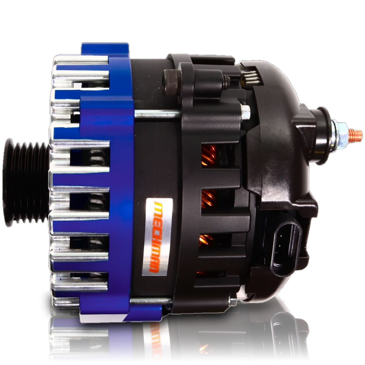Mechman 400 Amp High Output Alternator 1996-2004 GM Truck 4.3L 4.8L 5.3L 5.7L 6L - Blue Billet