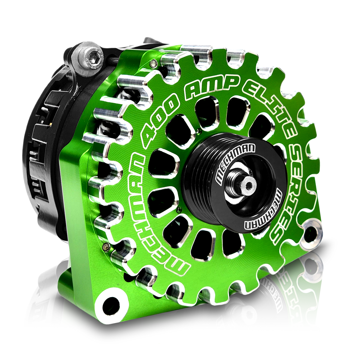 Mechman 400 Amp RVC Bypass Alternator 2005-2013 GM Truck 4.3L 4.8L 5.3L 5.7L 6L - Green Billet