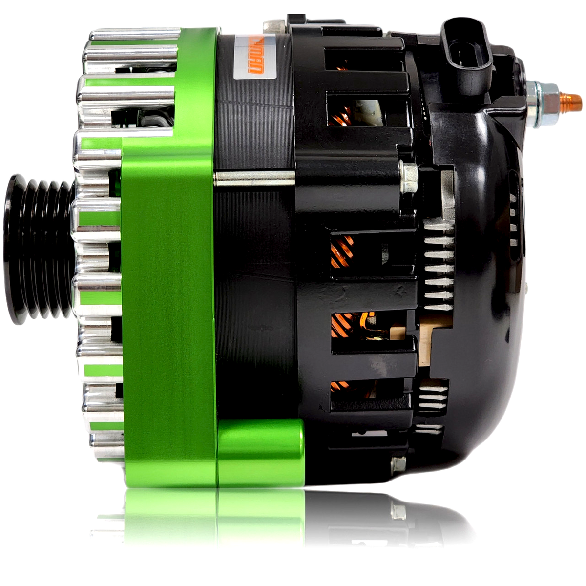 Mechman 400 Amp High Output Alternator 1996-2004 GM Truck 4.3L 4.8L 5.3L 5.7L 6L - Green Billet