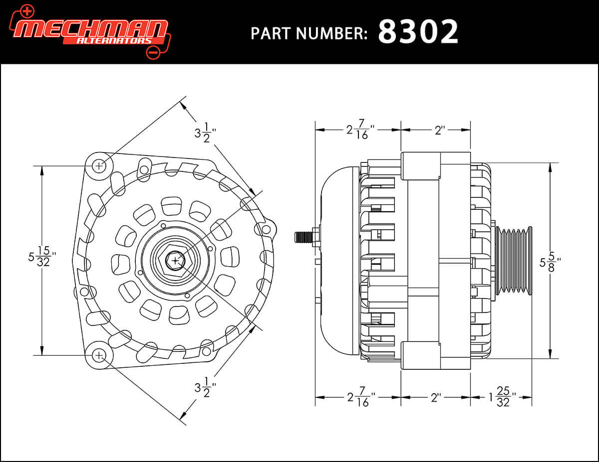 Mechman 370 Amp RVC Bypass Alternator 2005-2013 GM Truck 4.3L 4.8L 5.3L 5.7L 6L - Red Billet