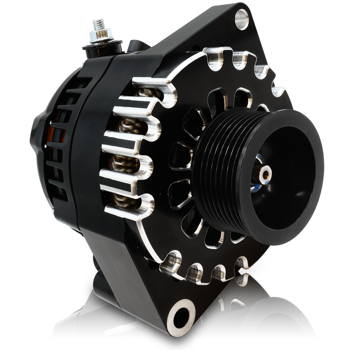 Mechman 170 Amp S Series Billet Alternator 2003-2004 Ford Mustang Cobra 4.6L Supercharged - Black Anodized
