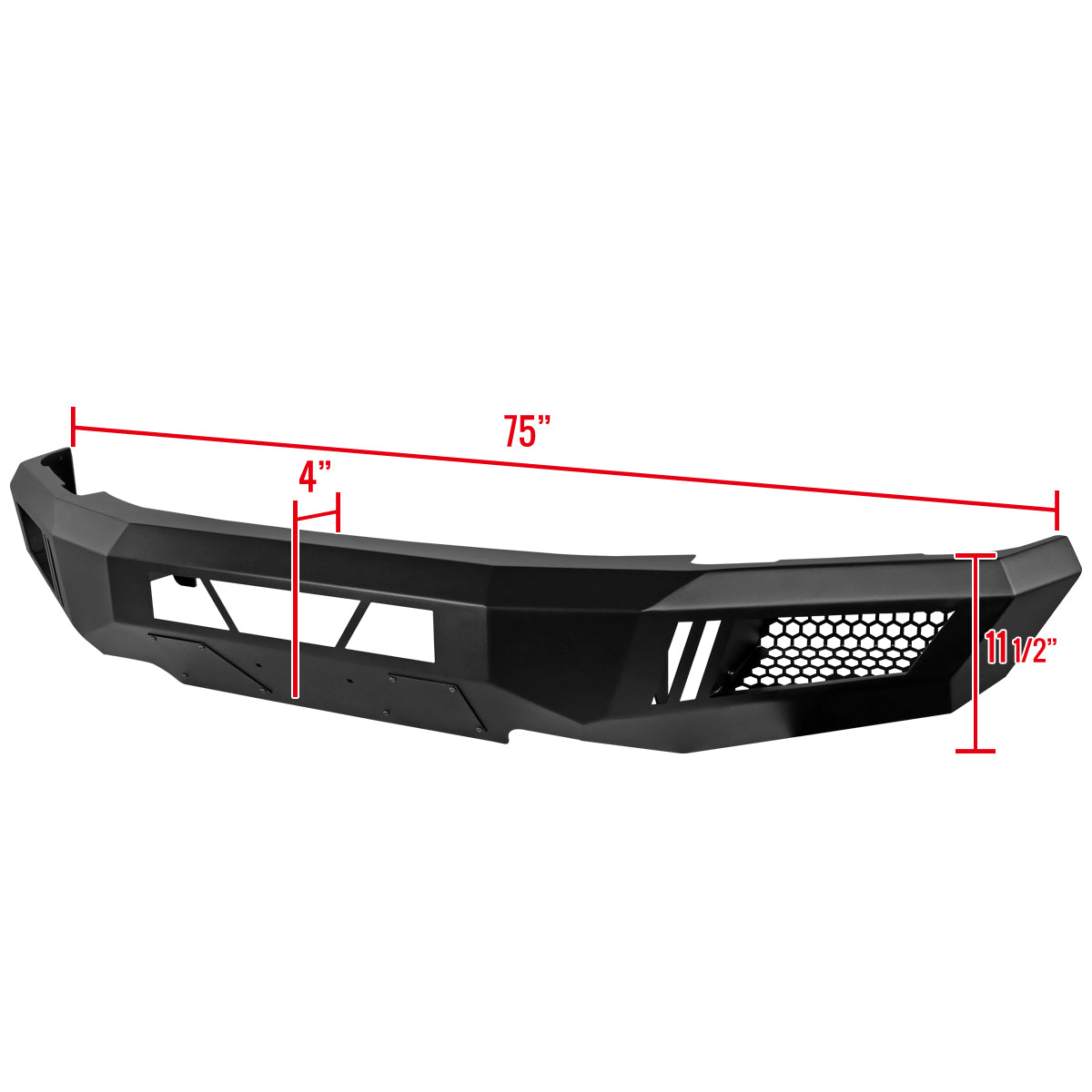 2015-2017 Ford F-150 Black Heavy Duty Steel Front Bumper w/ LED Light Ports