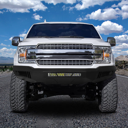 2018-2020 Ford F-150 Black Heavy Duty Steel Front Bumper w/ LED Light Ports