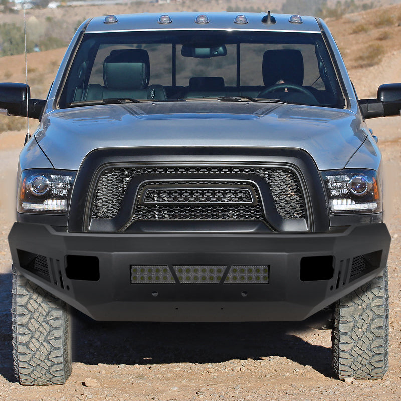 2010-2018 Dodge RAM 2500/3500 Black Heavy Duty Steel Front Bumper w/ LED Light Ports