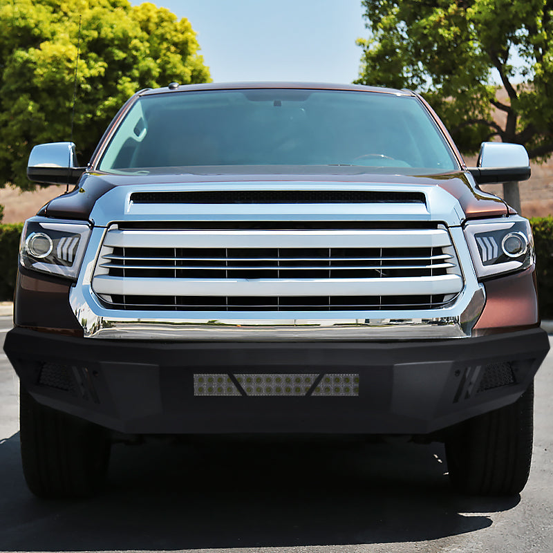 2014-2021 Toyota Tundra Black Heavy Duty Steel Front Bumper w/ LED Light Ports