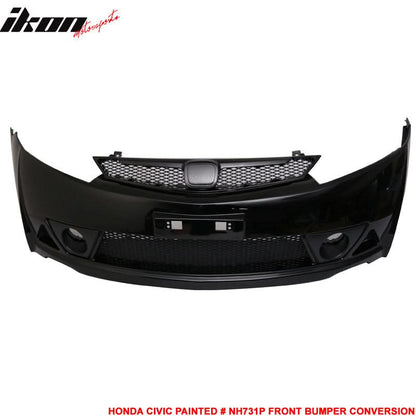 2006-2011 Honda Civic Mug Style Paint Crystal Black Pearl Front Bumper