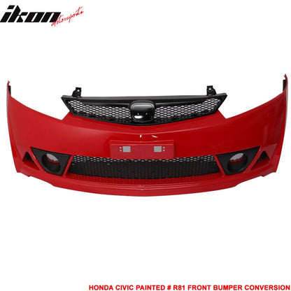 2006-2011 Honda Civic Mugen RR Style Paint Milano Red PP Front Bumper