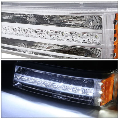 2003-2006 Chevrolet Silverado LED DRL Bumper Lights Chrome Housing