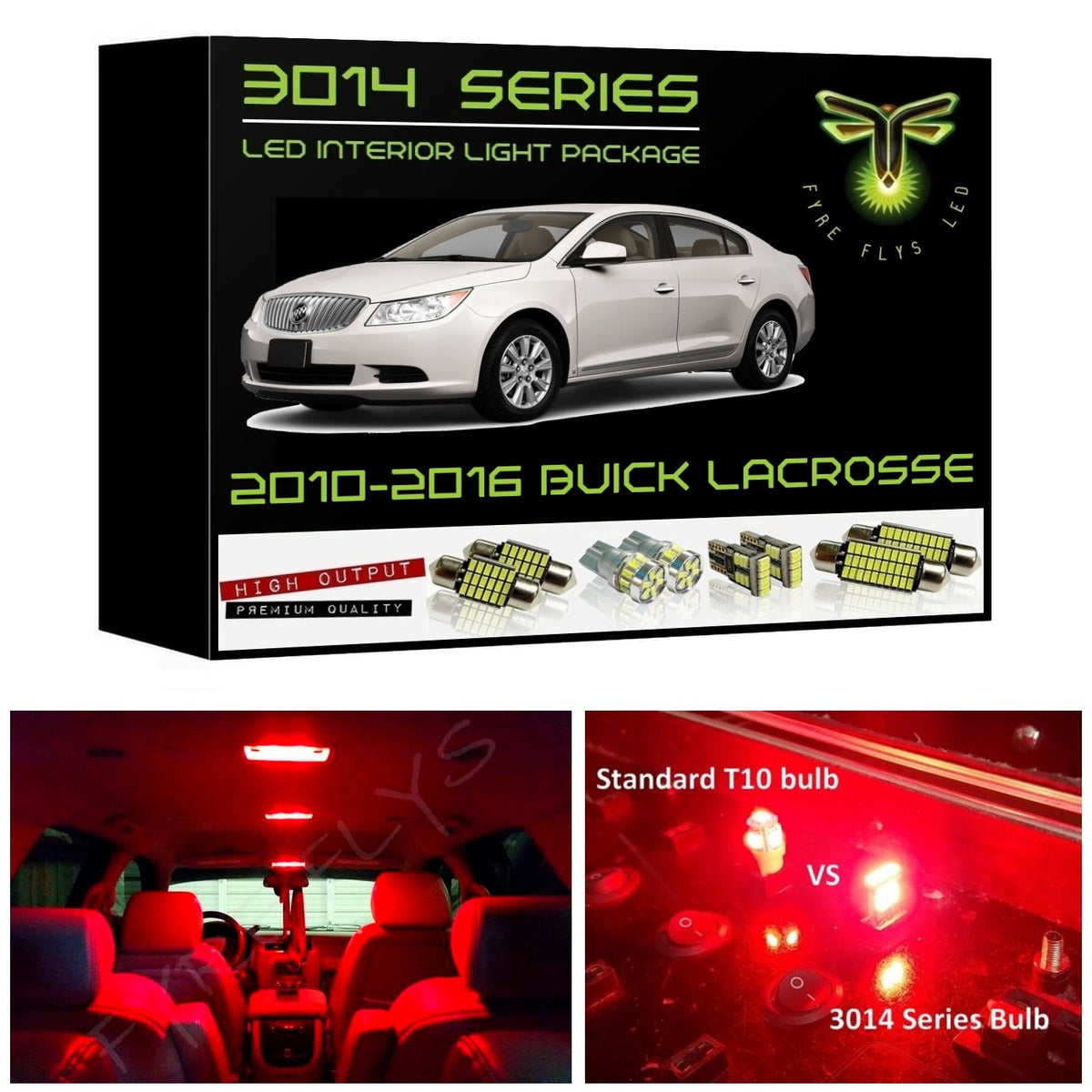 2010-2016 Buick LaCrosse Super Bright 3014 Series LED interior light kit