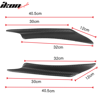 Universal Fit 40CM 2PC Front Bumper Lip Canards Carbon Texture PP